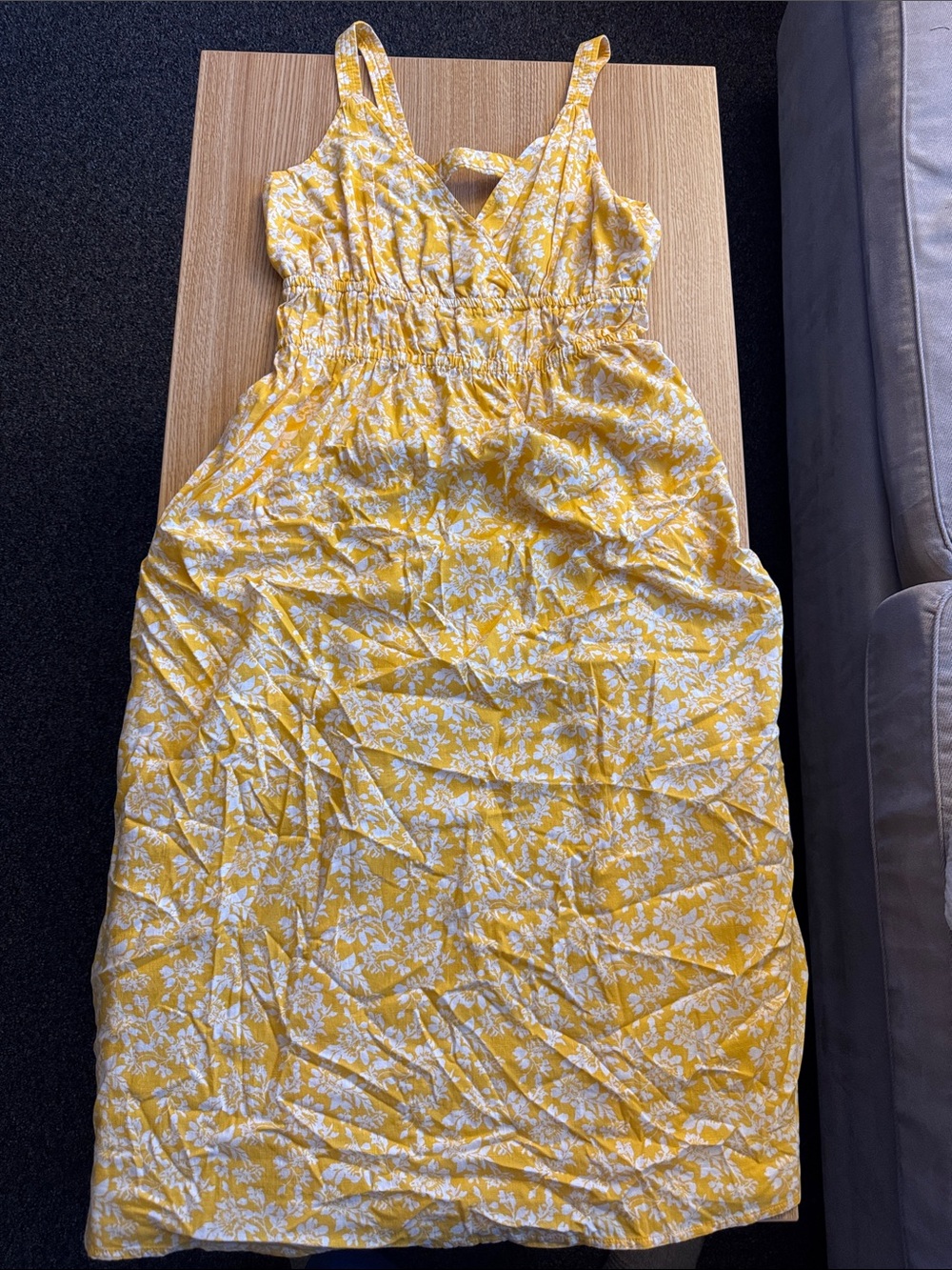 Universal Thread Yellow Printed Sundress with White Floral Motif